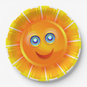 Lächelnde Sonne Pappteller
