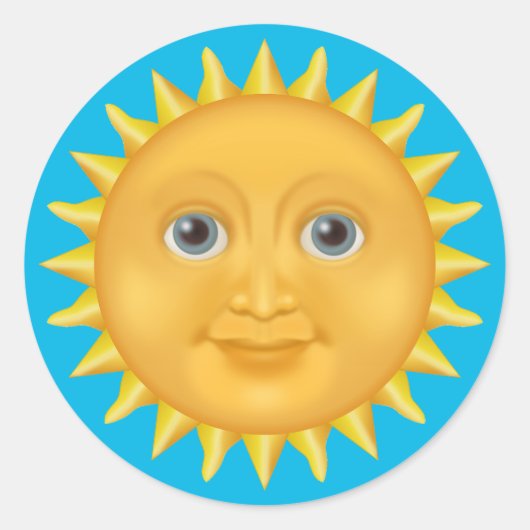 Lächelnde Sonne Runder Aufkleber (Vorderseite)