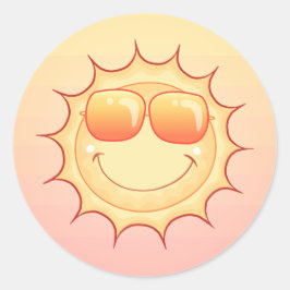 Lächelnde Sonne Runder Aufkleber