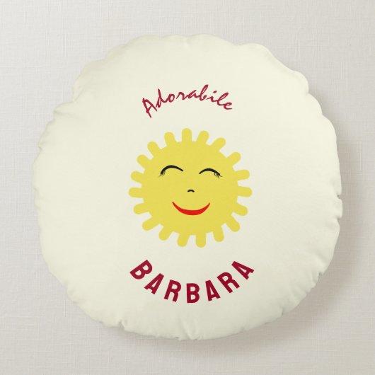 Lächelnde Sonne Rundes Kissen (Vorderseite)
