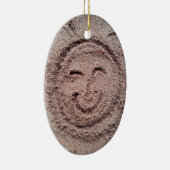 Lächelnde Sonne, Sand Emoticon, Sommer Emoji Keramik Ornament (Rechts)