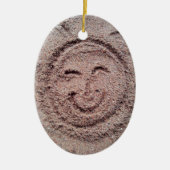 Lächelnde Sonne, Sand Emoticon, Sommer Emoji Keramik Ornament (Vorne)