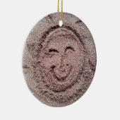 Lächelnde Sonne, Sand Emoticon, Sommer Emoji Keramikornament (Rechts)