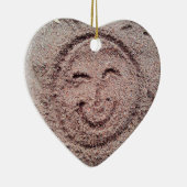 Lächelnde Sonne, Sand Emoticon, Sommer Emoji Keramikornament (Rechts)