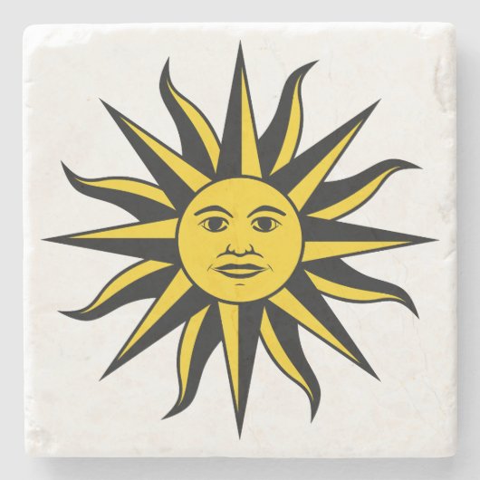 Lächelnde Sonne Steinuntersetzer (Vorderseite)