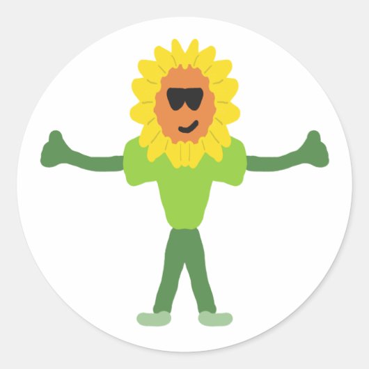 Lächelnde Sonnenblume Runder Aufkleber (Vorderseite)