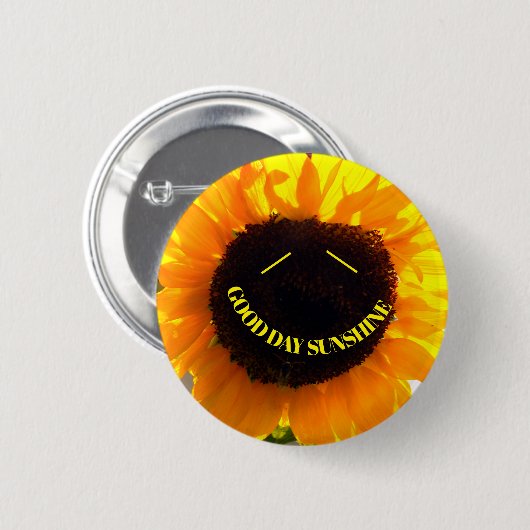 Lächelnde Sonnenblume Sonnenschein Button (Vorne & Hinten)