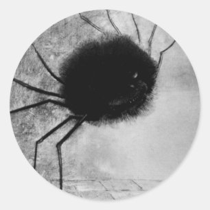 Lächelnde Spinne von Odilon Redon, Vintage Hallowe Runder Aufkleber