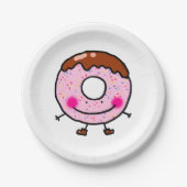 Lächelnde Streusel-Donut-Charakter-Kunst Pappteller (Vorderseite)