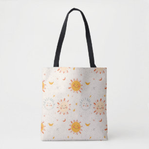 Lächelnde Sun & Moon Tote Tasche, Niedliche Ästhet Tasche