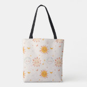 Lächelnde Sun & Moon Tote Tasche, Niedliche Ästhet Tasche (Rückseite)