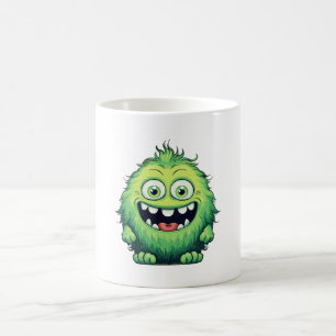Lächelnde süße grüne Monster Cartoon Kaffeetasse