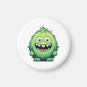 Lächelnde süße grüne Monster Cartoon Magnet