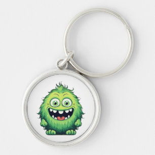 Lächelnde süße grüne Monster Cartoon Schlüsselanhänger