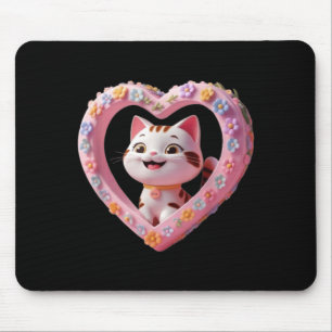 Lächelnde süße Katze mit Herz Lustiges Unisex-Desi Mousepad