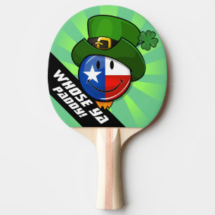 Lächelnde Texan-Flagge mit St Patrick Tag Tischtennis Schläger