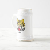 Lächelnde Tiger-Gesichtskunst-21876 Bierglas (Vorderseite Links)