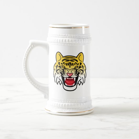 Lächelnde Tiger-Gesichtskunst-21876 Bierglas (Links)