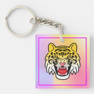 Lächelnde Tiger-Gesichtskunst-21876 Schlüsselanhänger