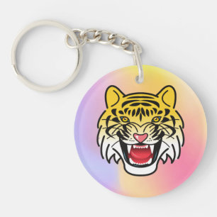 Lächelnde Tiger-Gesichtskunst-21876 Schlüsselanhänger