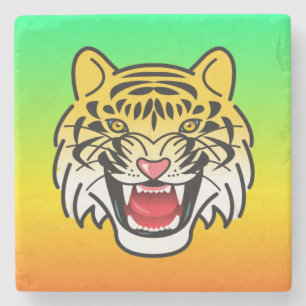 Lächelnde Tiger-Gesichtskunst-21876 Steinuntersetzer