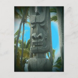Lächelnde Tiki-Statue Postkarte