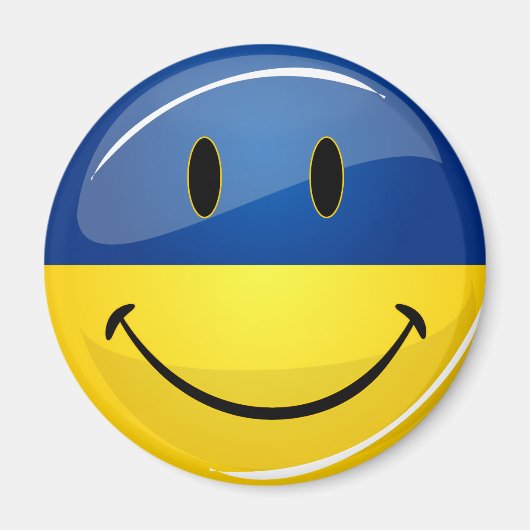 Lächelnde ukrainische Flagge Magnet (Vorne)