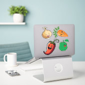 Lächelnde Veggie Friends Aufkleber (Laptop auf Schreibtisch)