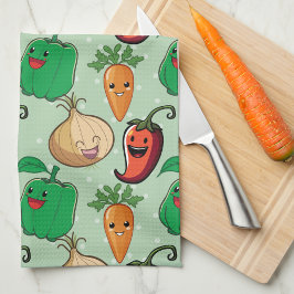 Lächelnde Veggies Geschirrtuch