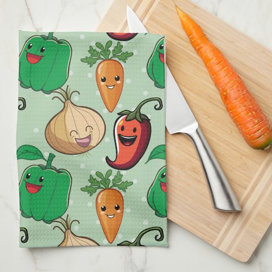 Lächelnde Veggies Geschirrtuch