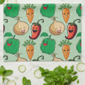 Lächelnde Veggies Geschirrtuch (Gefaltet)