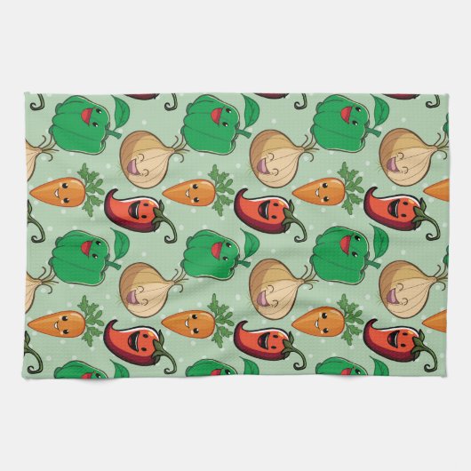 Lächelnde Veggies Geschirrtuch (Horizontal)