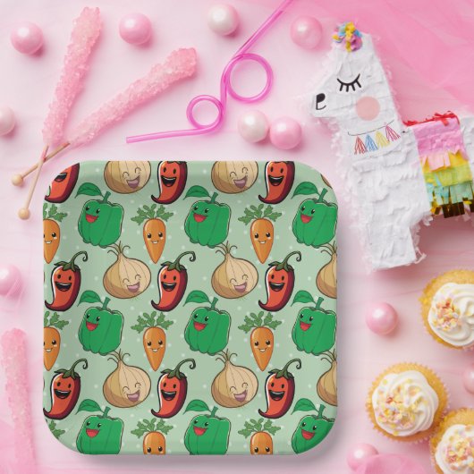 Lächelnde Veggies Pappteller (Party)