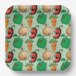 Lächelnde Veggies Pappteller