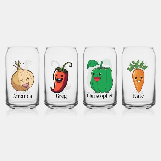 Lächelnde Veggies Personalisiert für Kinder Dosenglas (Vorderseite)
