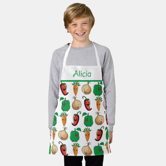 Lächelnde Veggies Schürze (Getragen)