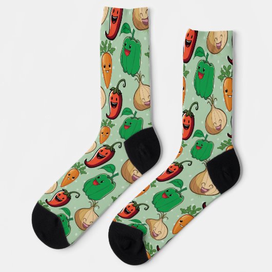 Lächelnde Veggies Socken (Linkes Detail)