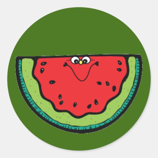 Lächelnde Wassermelonen-Stickers Runder Aufkleber (Vorderseite)