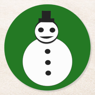 Lächelnde Weihnachts-Schneemann Paper-Untersetzer Runder Pappuntersetzer