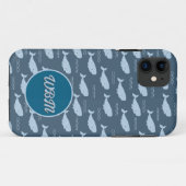 Lächelnde Whale Monogram Handy Cover (Rückseite (Horizontal))