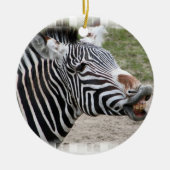 Lächelnde Zebra-Verzierung Keramikornament (Vorne)