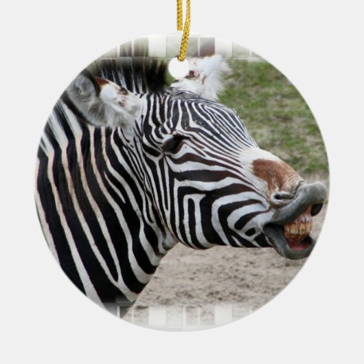 Lächelnde Zebra-Verzierung Keramikornament (Vorne)