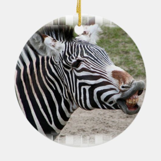Lächelnde Zebra-Verzierung Keramikornament (Hinten)
