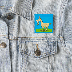 Lächelnde Ziege Cartoon Bauernhof Tier Button