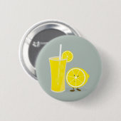 Lächelnde Zitrone mit Limonade Button (Vorne & Hinten)