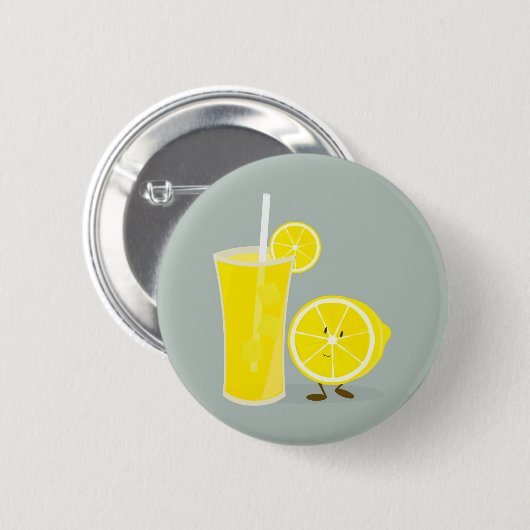 Lächelnde Zitrone mit Limonade Button (Vorne & Hinten)