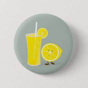 Lächelnde Zitrone mit Limonade Button