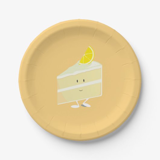 Lächelnde Zitronenkuchenscheibe Pappteller (Vorderseite)