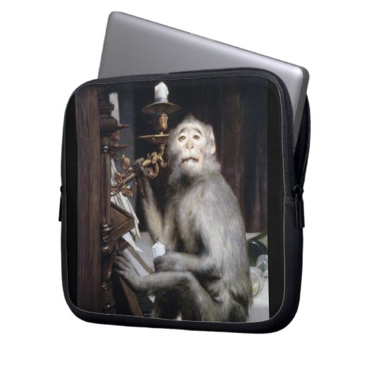 lächelnder Affe Laptopschutzhülle (Vorderseite Links)