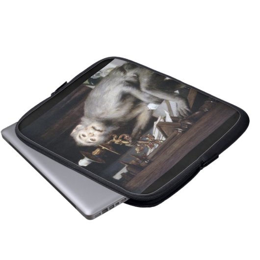 lächelnder Affe Laptopschutzhülle (Vorne Knopf)